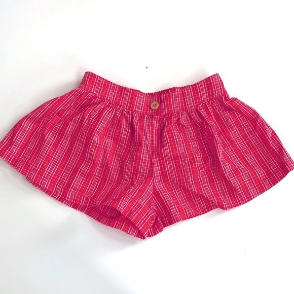 Tommy Hilfiger Girls Red Plaid Cotton Shorts sz 5 - Picture 1 of 6